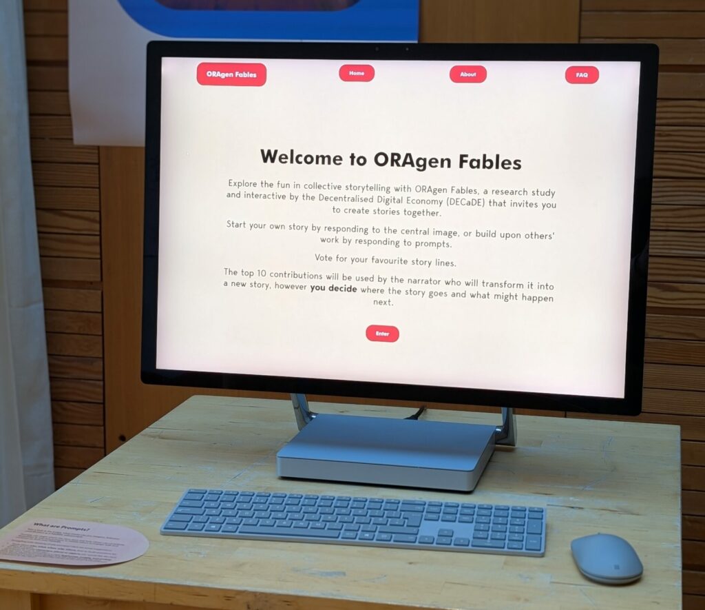 Computer displaying ORAgen Fables.